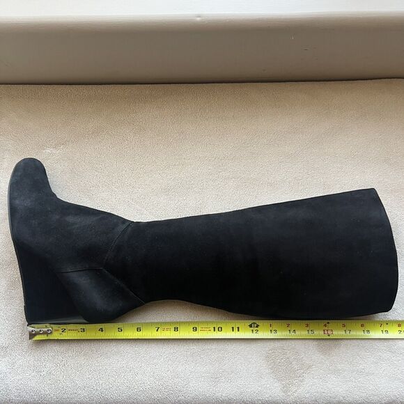 Cole Haan Cora Black Suede Wedge Heel Tall Boots Side Zip D38352 Women’s 8.5 M - Picture 16 of 16